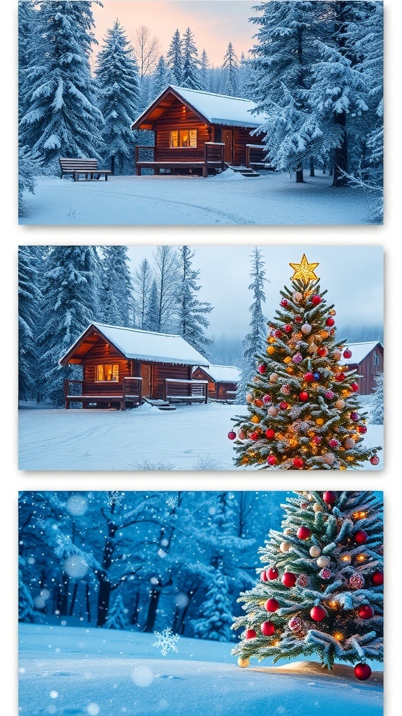 Aesthetic Christmas desktop wallpapers showcasing winter landscapes, holiday decorations, and festive themes.